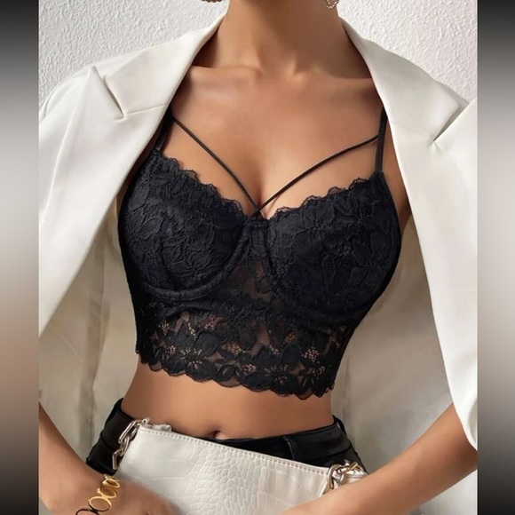 Sexy white lace bustier cami bralette crop top - Picture 4 of 16